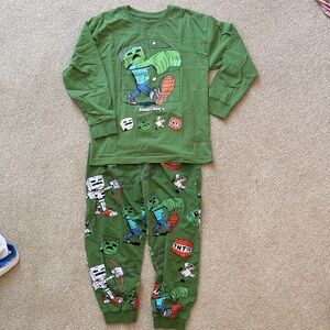 Green Boys' Pajama Set - Creeper & TNT Print